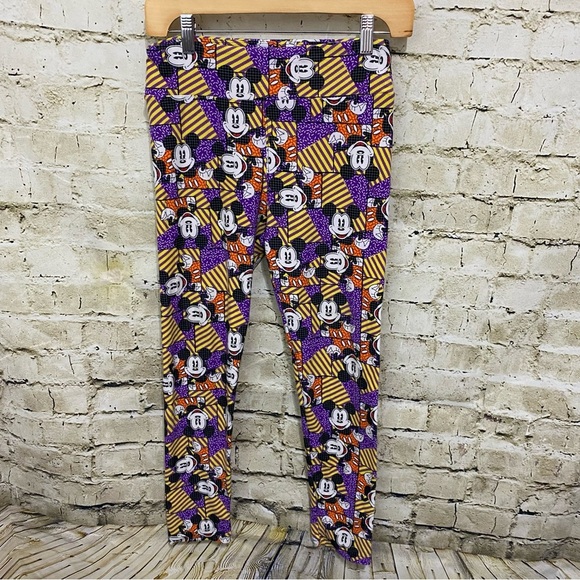 LuLaRoe Mickey Mouse Purple Yellow Disney Leggings - Picture 1 of 4